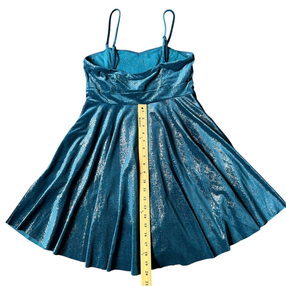 Free People Turquoise Shatter Shine Stretch Velvet Mermaid Tube Dress L/G Junior - Picture 14 of 14